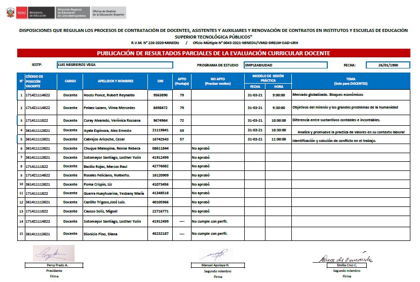 Comunicado Instituto