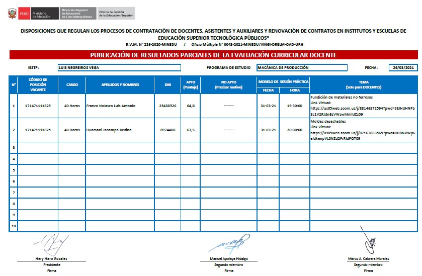 Comunicado Instituto