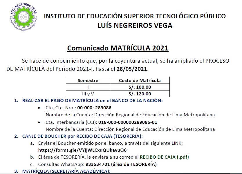 Comunicado Instituto