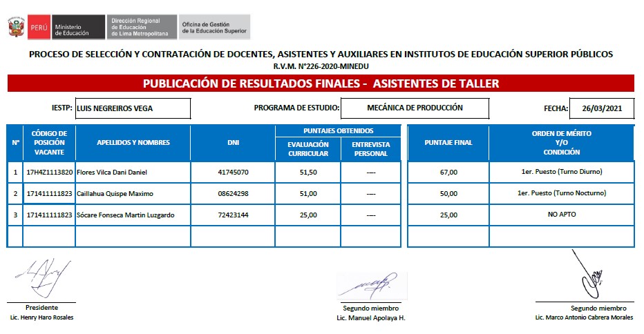 Comunicado Instituto